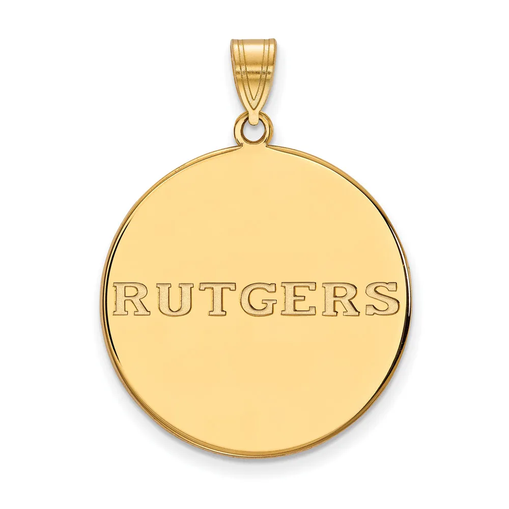 10k Yellow Gold Rutgers XL Script Disc Pendant