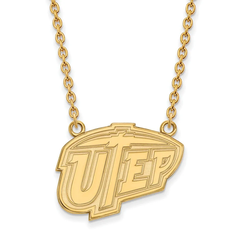 10k Yellow Gold U of Texas at El Paso Large Pendant Necklace