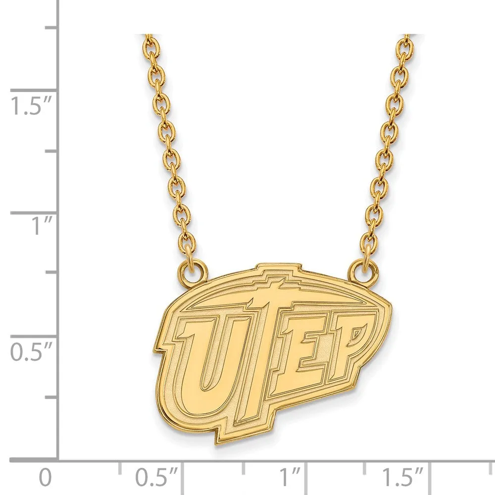 10k Yellow Gold U of Texas at El Paso Large Pendant Necklace