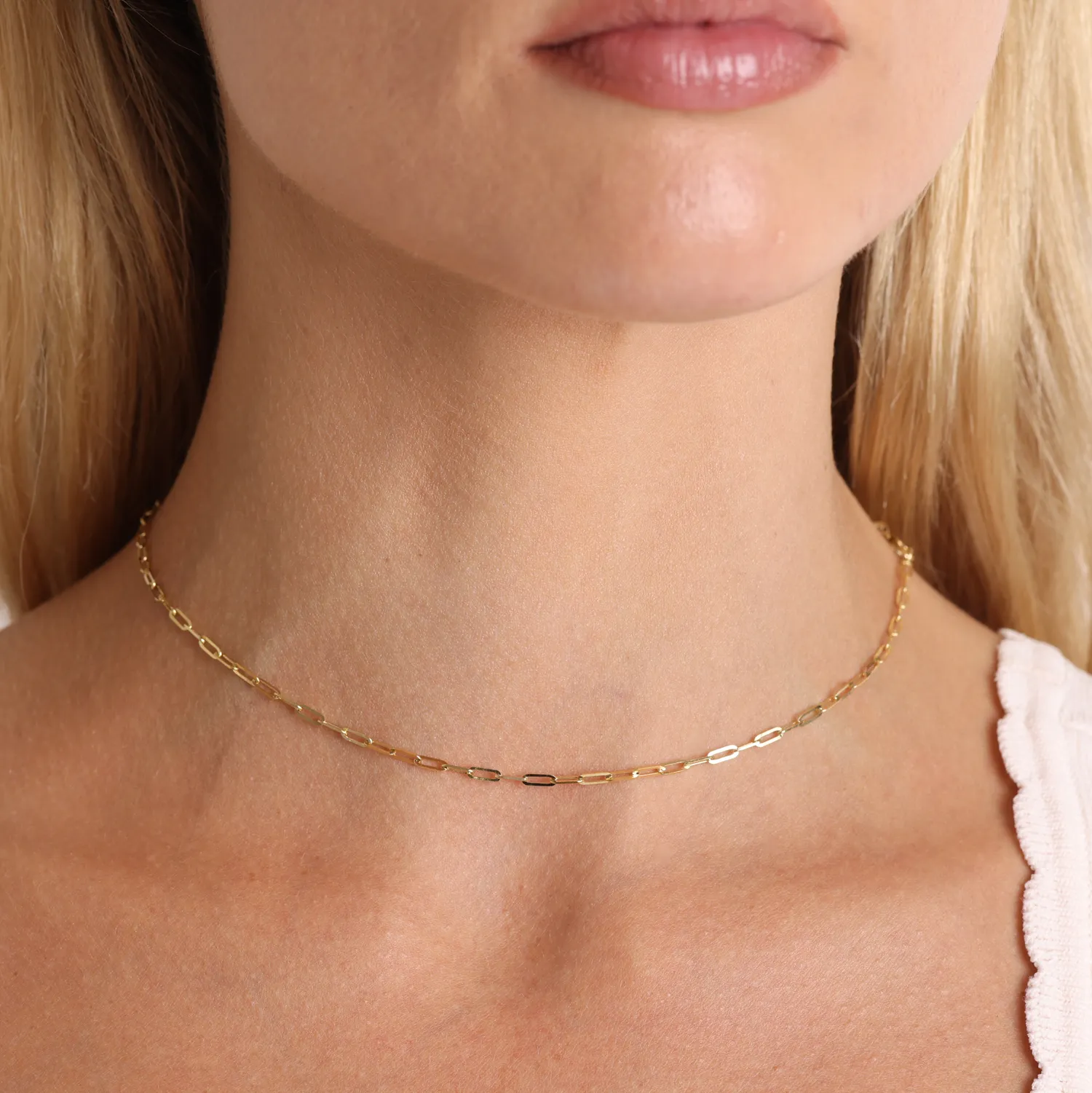 14K Diamond Cut Oval Link Chain Necklace