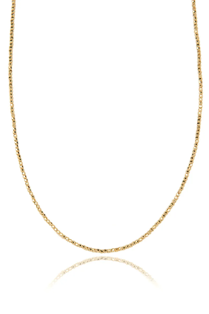 14k Gold Faceted Gold Bead Necklace