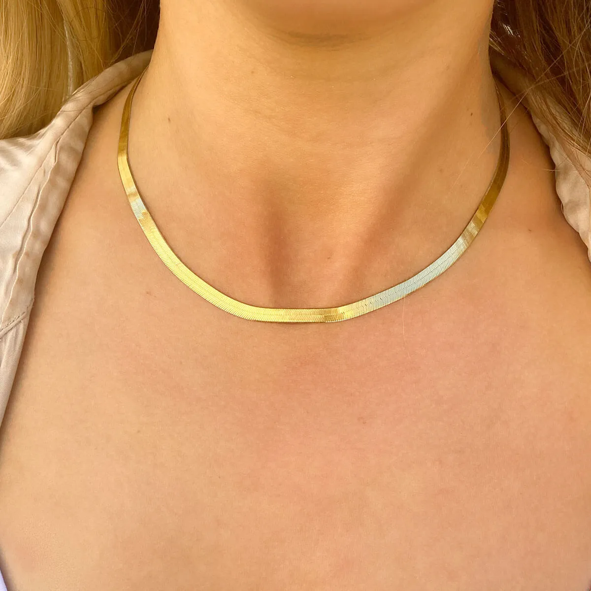 14K Gold Grand Herringbone Necklace