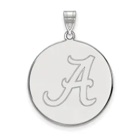 14k White Gold U. of Alabama XL Initial A Disc Pendant