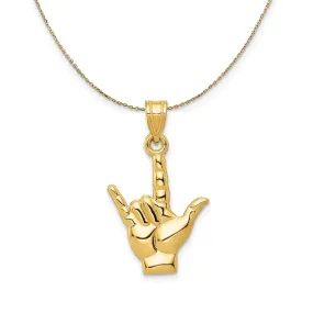 14k Yellow Gold I Love You Hand/Sign Language Necklace