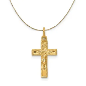 14k Yellow Gold, INRI Crucifix Necklace