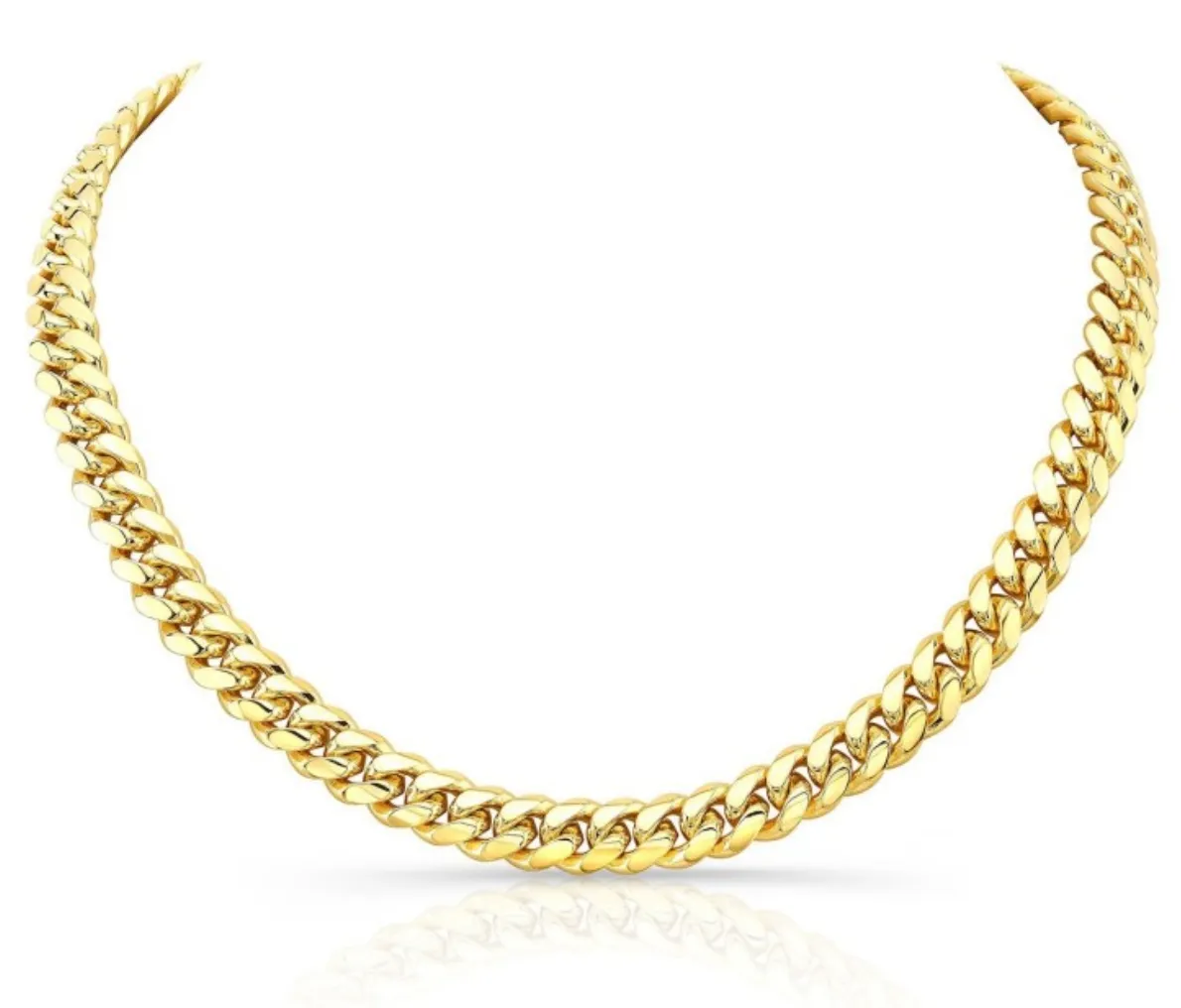 14K YELLOW GOLD SOLID MIAMI CUBAN LINK NECKLACE