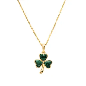 14kt Gold Vermeil Malachite Shamrock Pendant