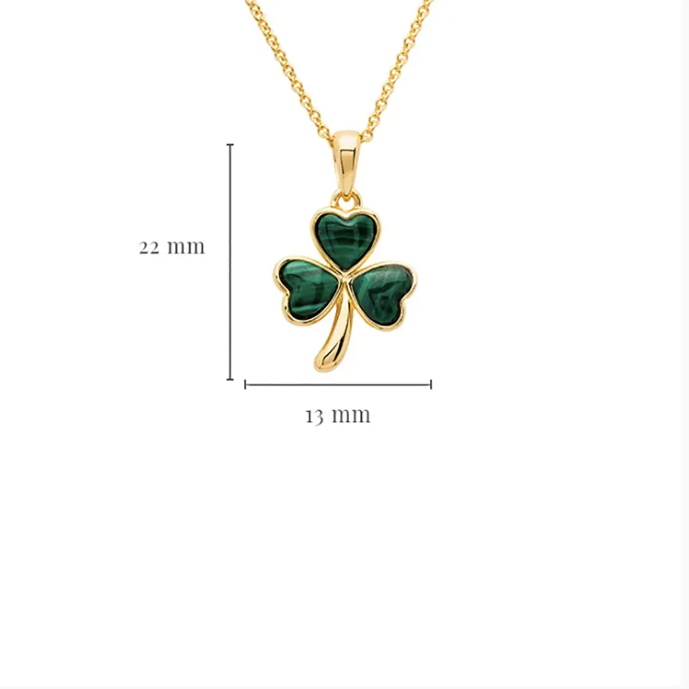 14kt Gold Vermeil Malachite Shamrock Pendant