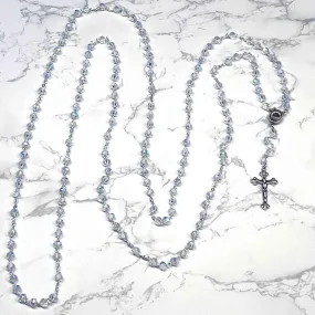 15 Decade Rosary, Clear Crystal Beads from Holy Land, Wall Hanging