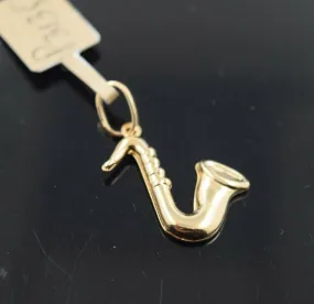 18k Pendant Solid Gold Elegant Simple Saxophone Design P3135