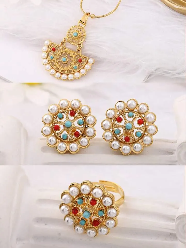 1set Cute Zinc Alloy Gold Plated Flower Shape Earrings -S460956