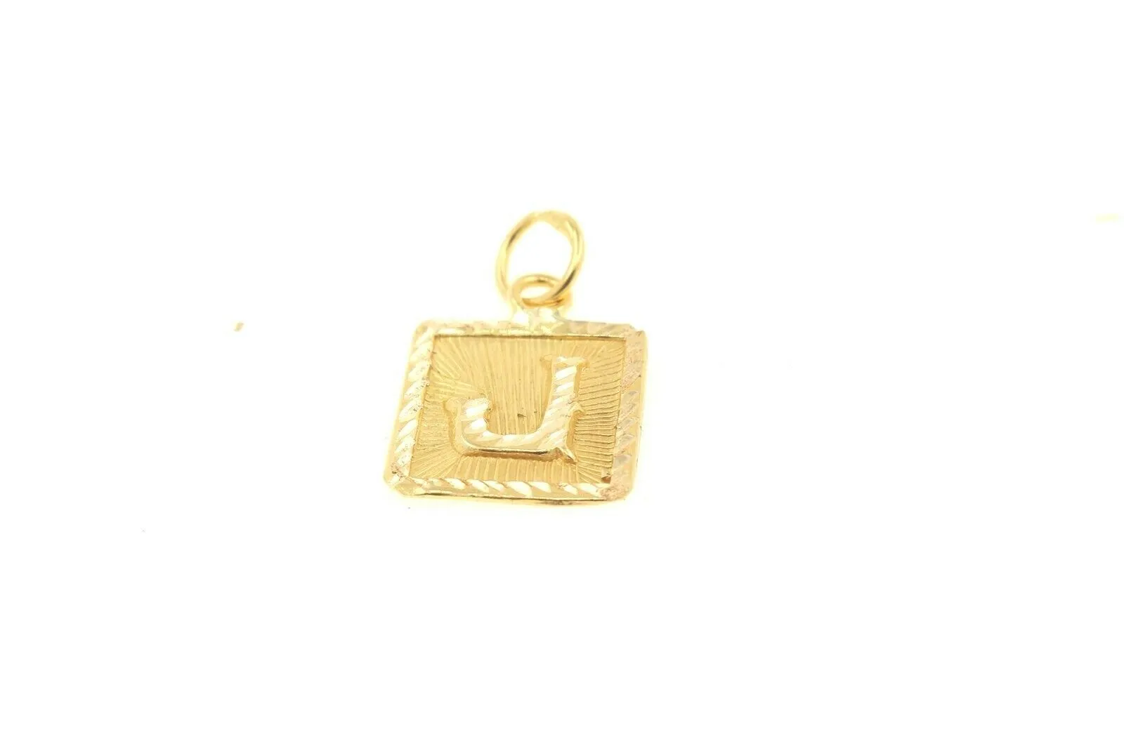 22k 22ct Solid Gold Charm Letter J Pendant Square Design p1112 ns