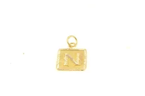 22k 22ct Solid Gold Charm Letter N Pendant Square Design p1116 ns