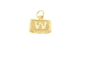 22k 22ct Solid Gold Charm Letter W Pendant Square Design p1125 ns