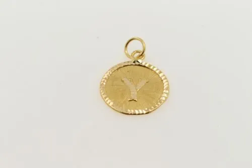 22k 22ct Solid Gold Charm Letter Y Pendant Round Design p1087 ns