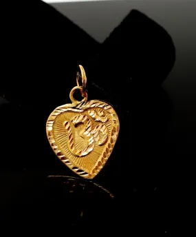 22k 22ct Solid Gold Hindu Religious OM AUM OHM Ganesh HEART Pendant P1067 ns