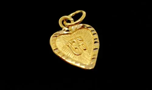 22k 22ct Solid Gold Hindu RELIGIOUS OM Pendant Charm Locket Diamond Cut p974 ns