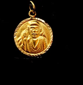 22k Solid Gold 3D OM OHM SHRI SHIRDI SAI BABA Hindu Religious pendant p1027 ns