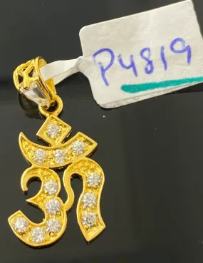 22K Solid Gold OM Pendant P4819