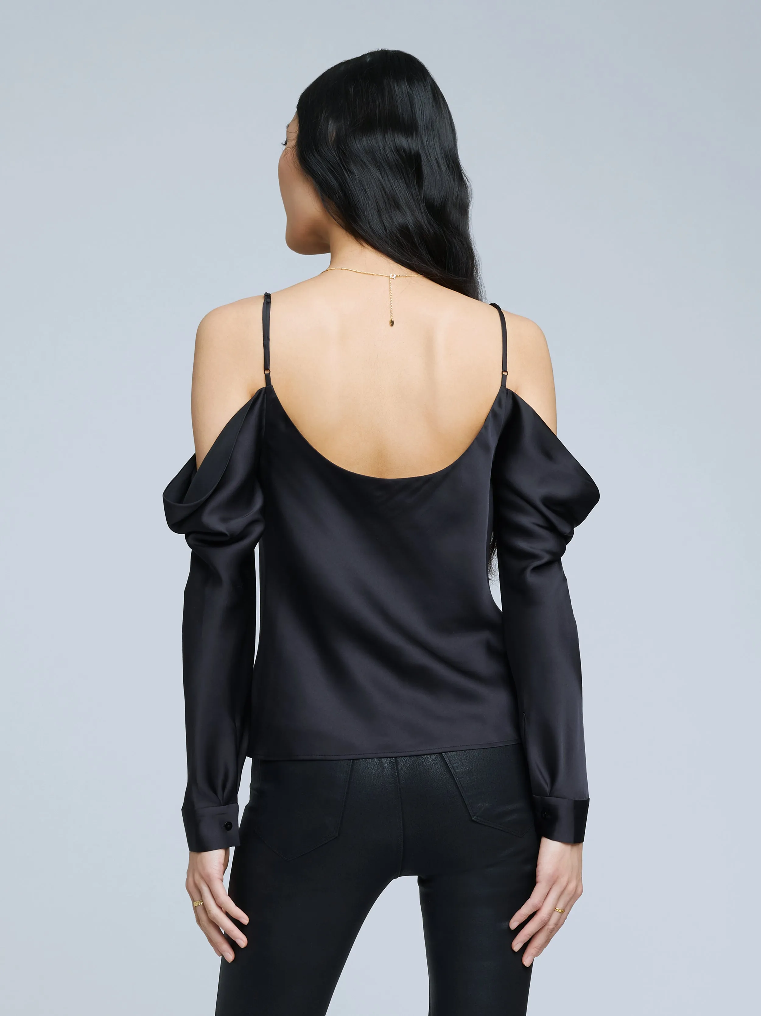 40475eltbk L'AGENCE The Zion Cold Shoulder Blouse