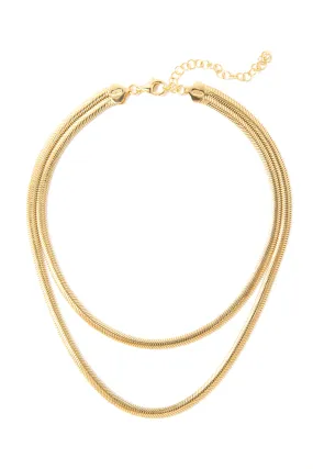 925 Gold Double Herringbone Chain Necklace