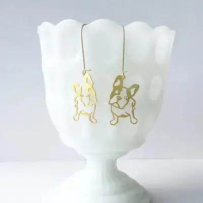 A Tea Leaf - Earrings - French Bulldog (Gold) #ATL-E-142