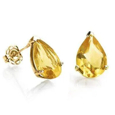 AMAZING 1 CARAT TW (2 PCS) CITRINE 10K SOLID YELLOW GOLD EARRINGS