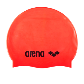 Arena Classic Silicone Swimming Cap | Fluo Red - Black