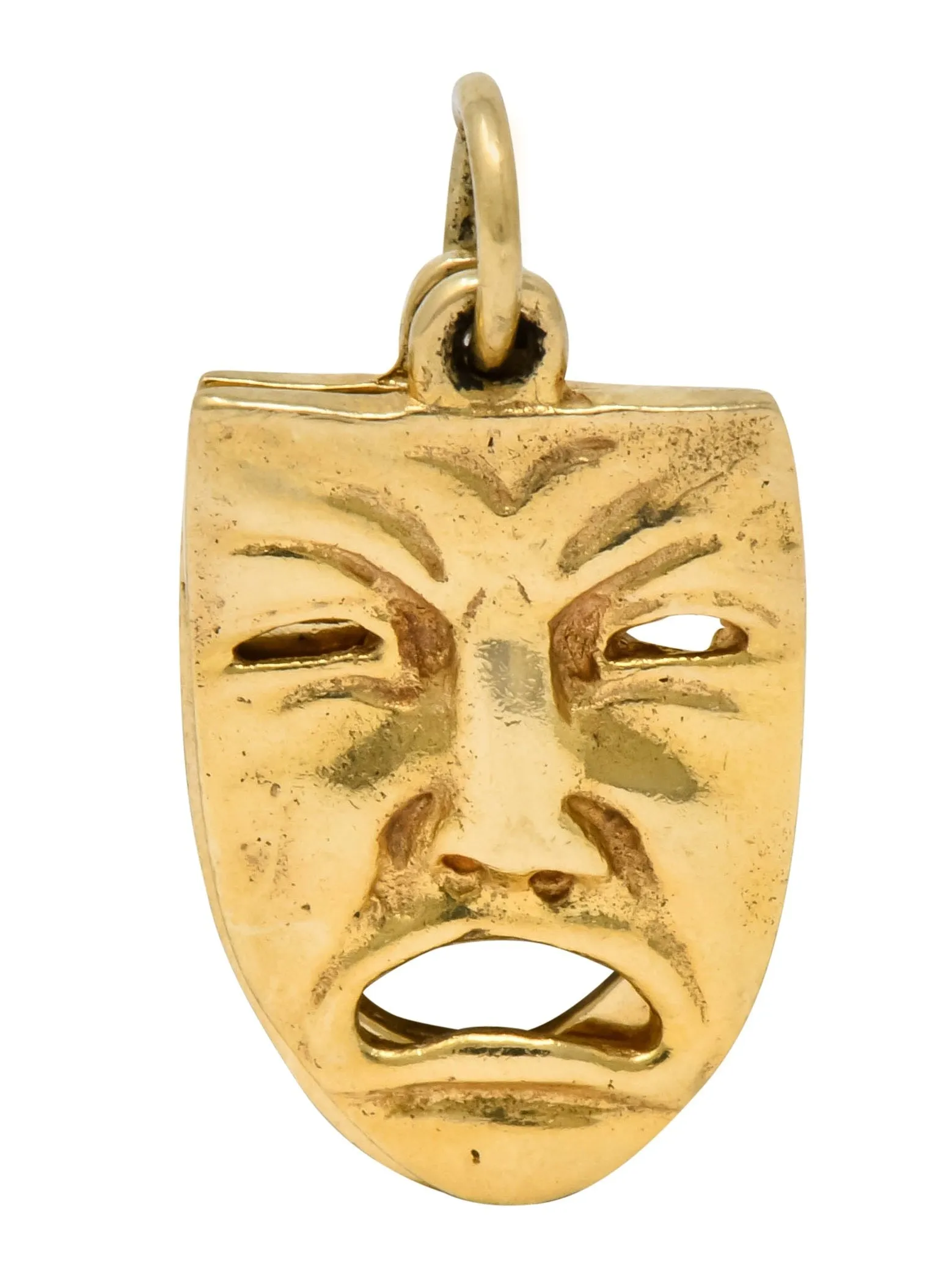 Art Nouveau 14 Karat Greek Tragedy Comedy Theater Mask Charm