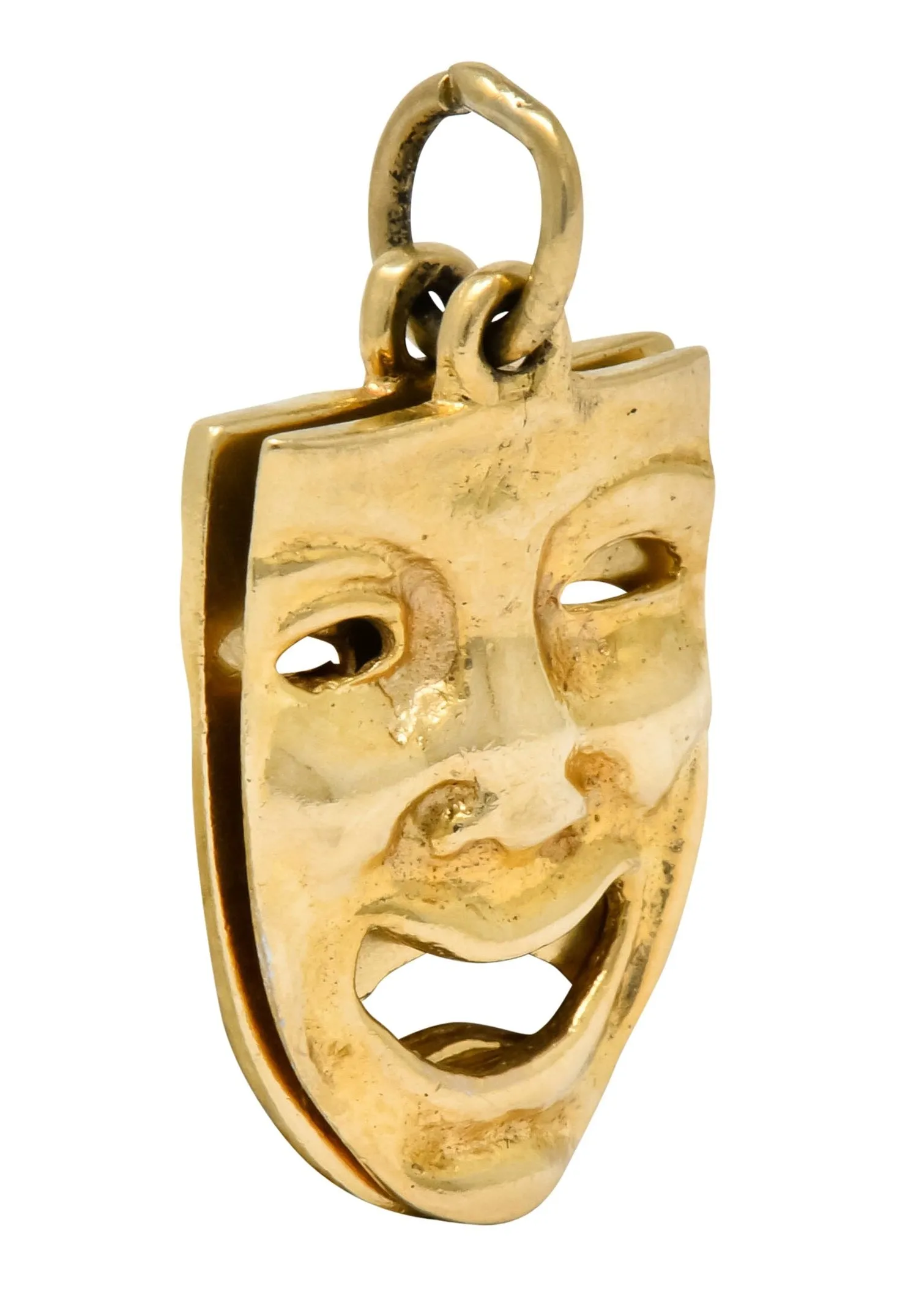 Art Nouveau 14 Karat Greek Tragedy Comedy Theater Mask Charm