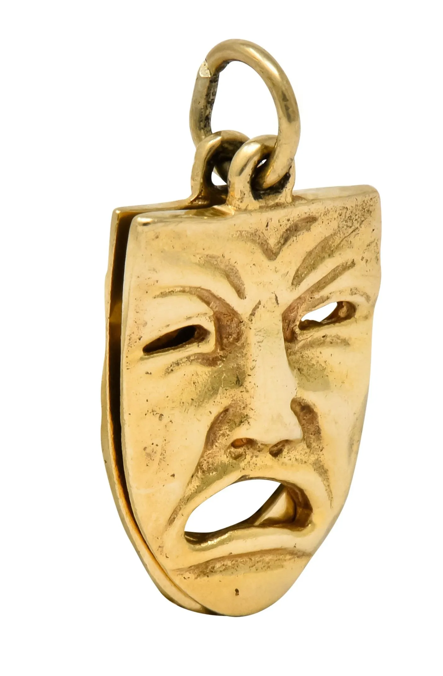 Art Nouveau 14 Karat Greek Tragedy Comedy Theater Mask Charm