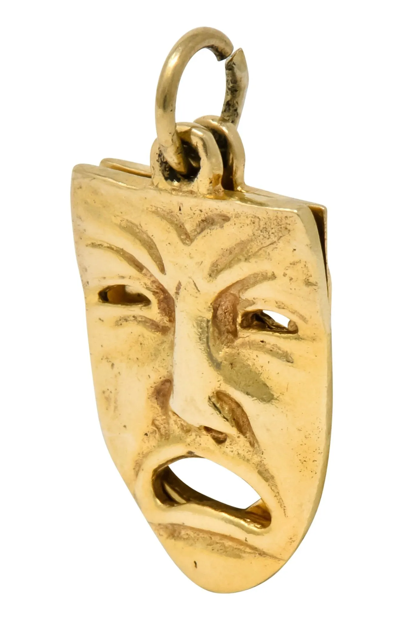 Art Nouveau 14 Karat Greek Tragedy Comedy Theater Mask Charm