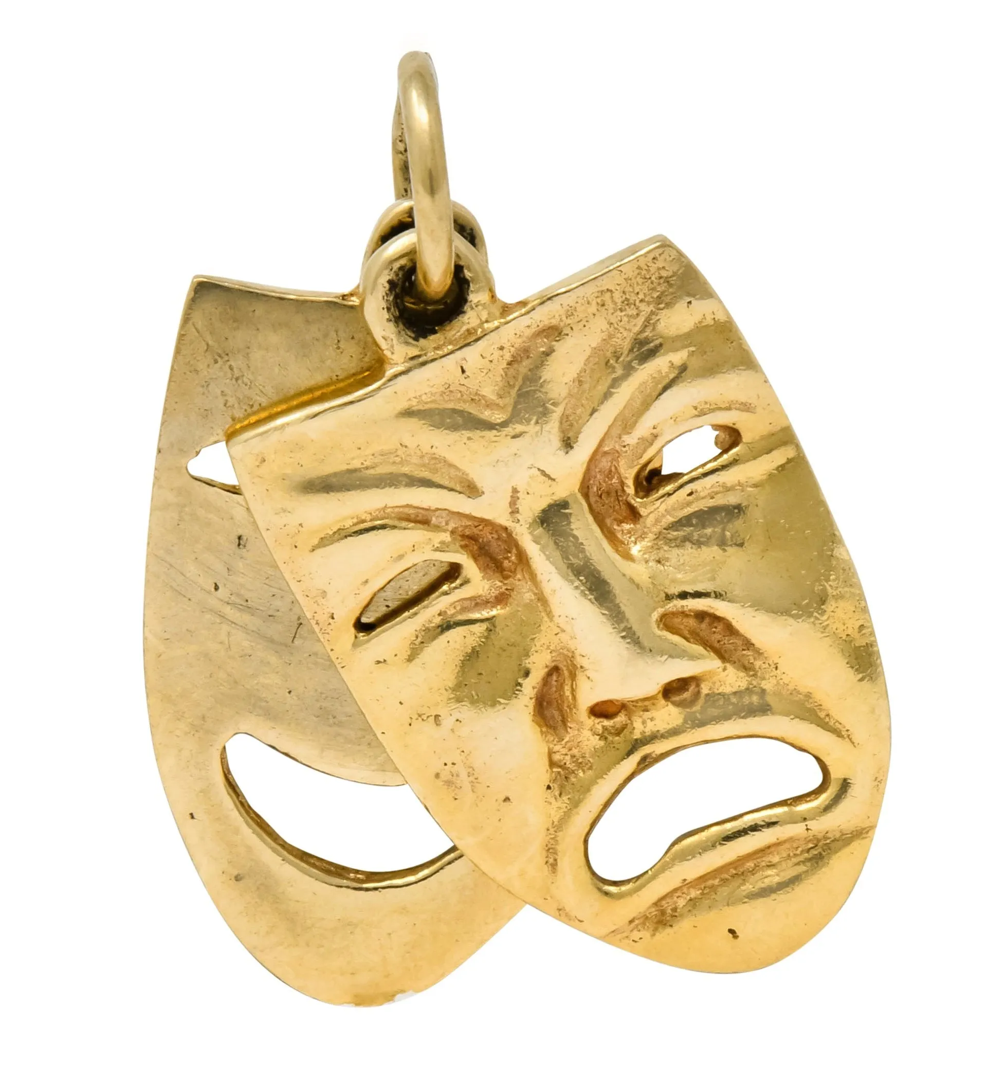 Art Nouveau 14 Karat Greek Tragedy Comedy Theater Mask Charm