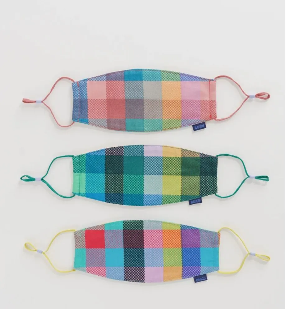 Baggu - Set of 3 Madras Mix Fabric Loop Mask Set