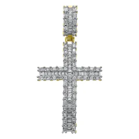 Baguette Domed Cross VVS CZ Hip Hop Iced Out Pendant