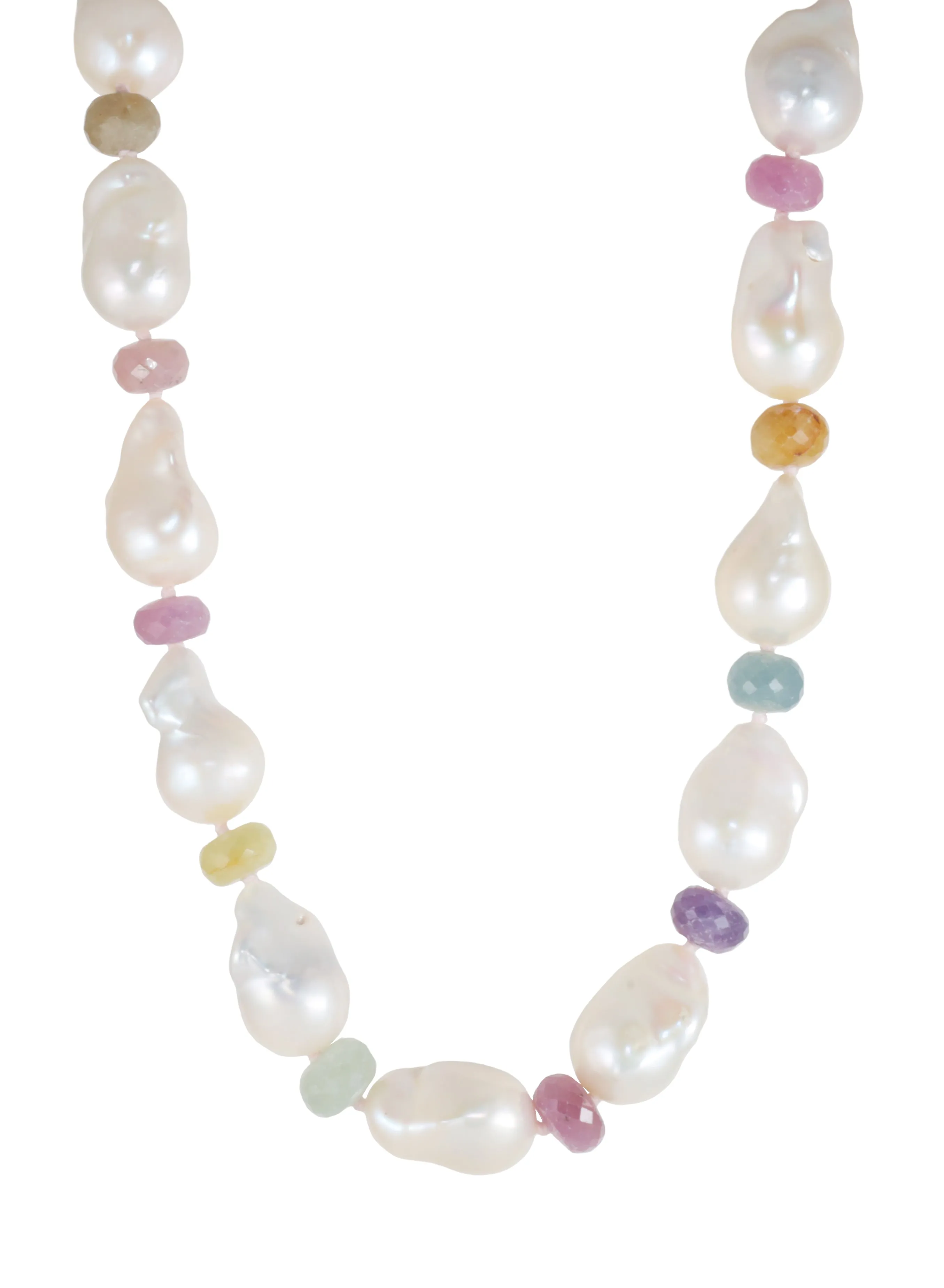 Baroque Freshwater Pearl and Multi Sapphire Necklace