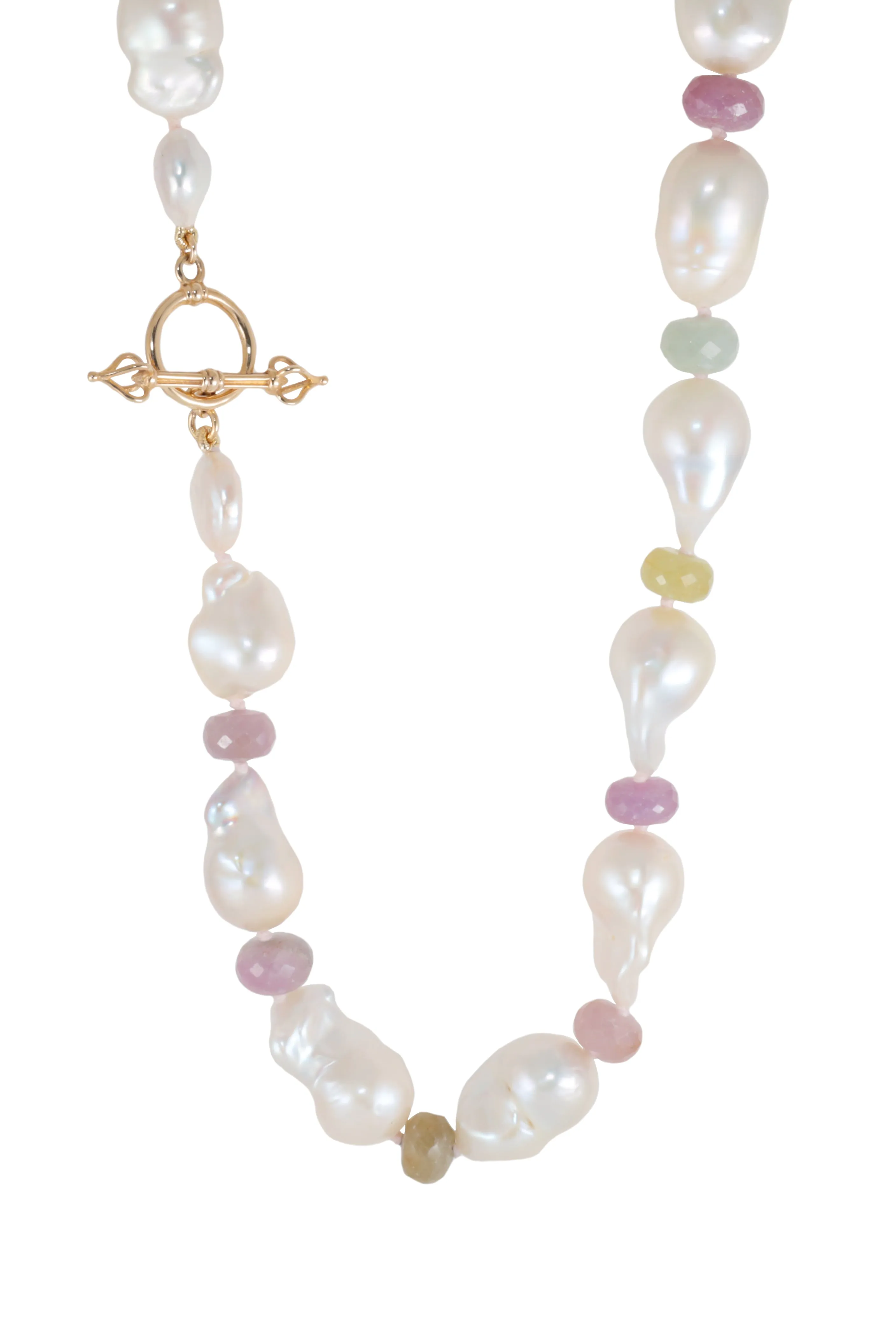 Baroque Freshwater Pearl and Multi Sapphire Necklace