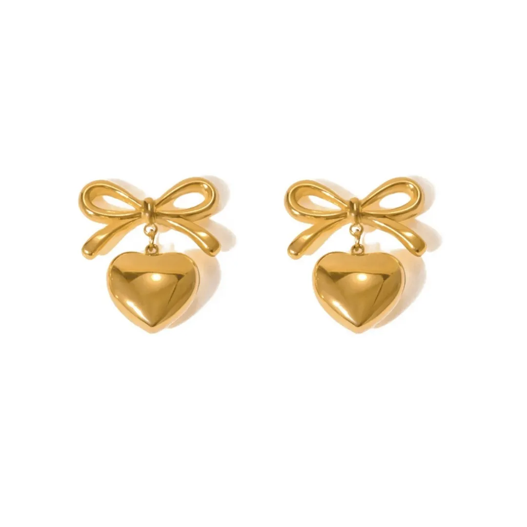 'Belle' Heart Bow Earrings