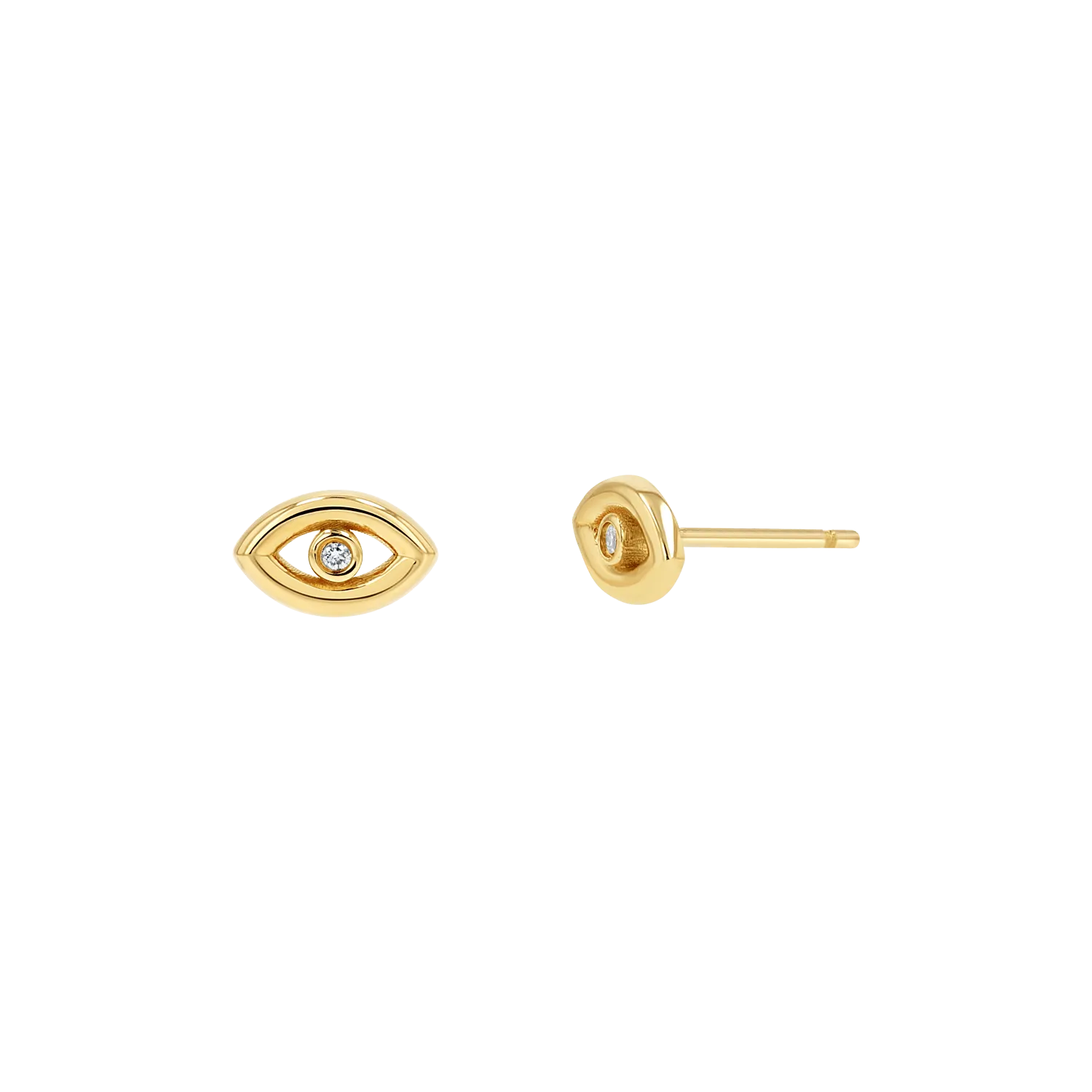 Bezel Set Evil Eye Stud Earrings