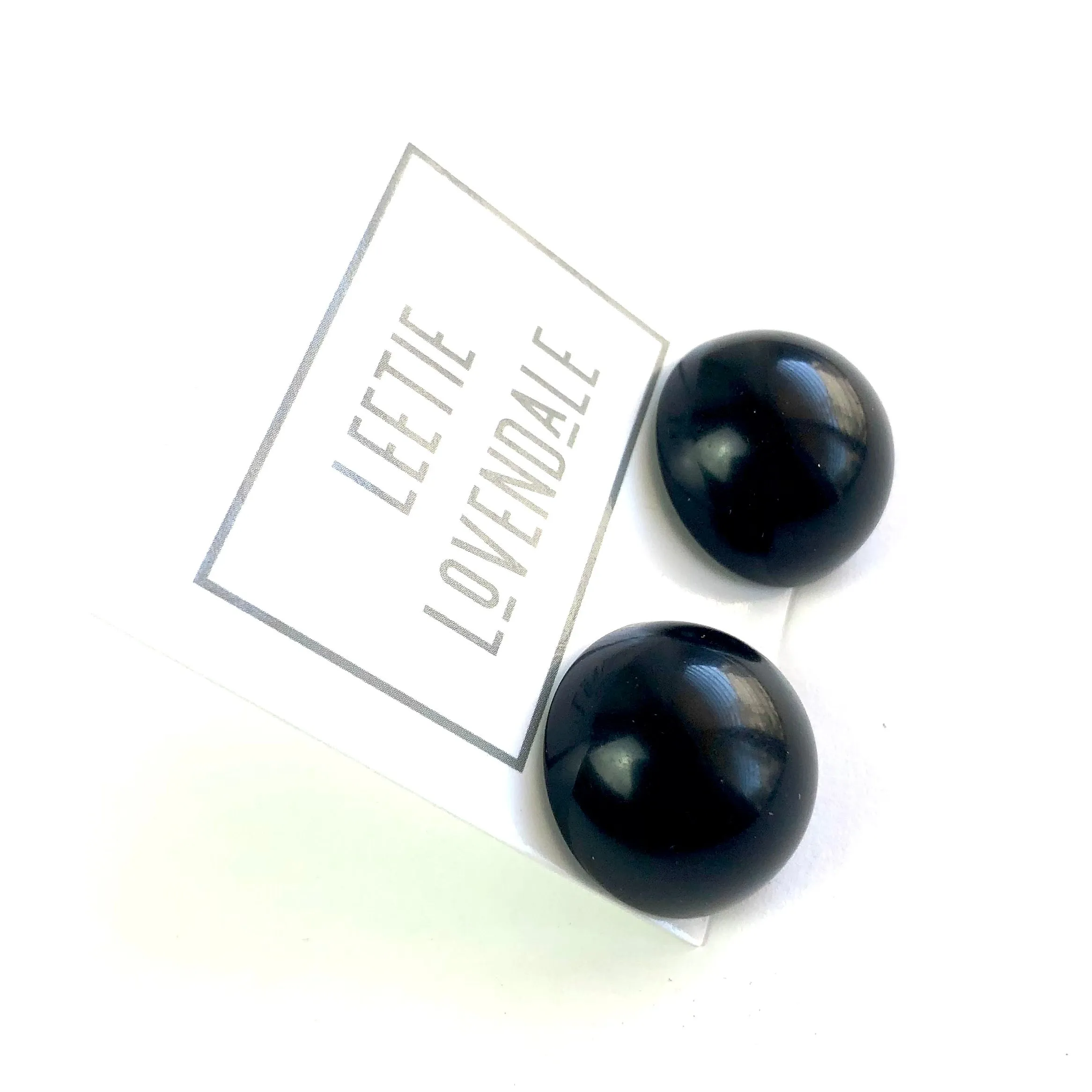 Black Chunky Retro Button Stud Earrings