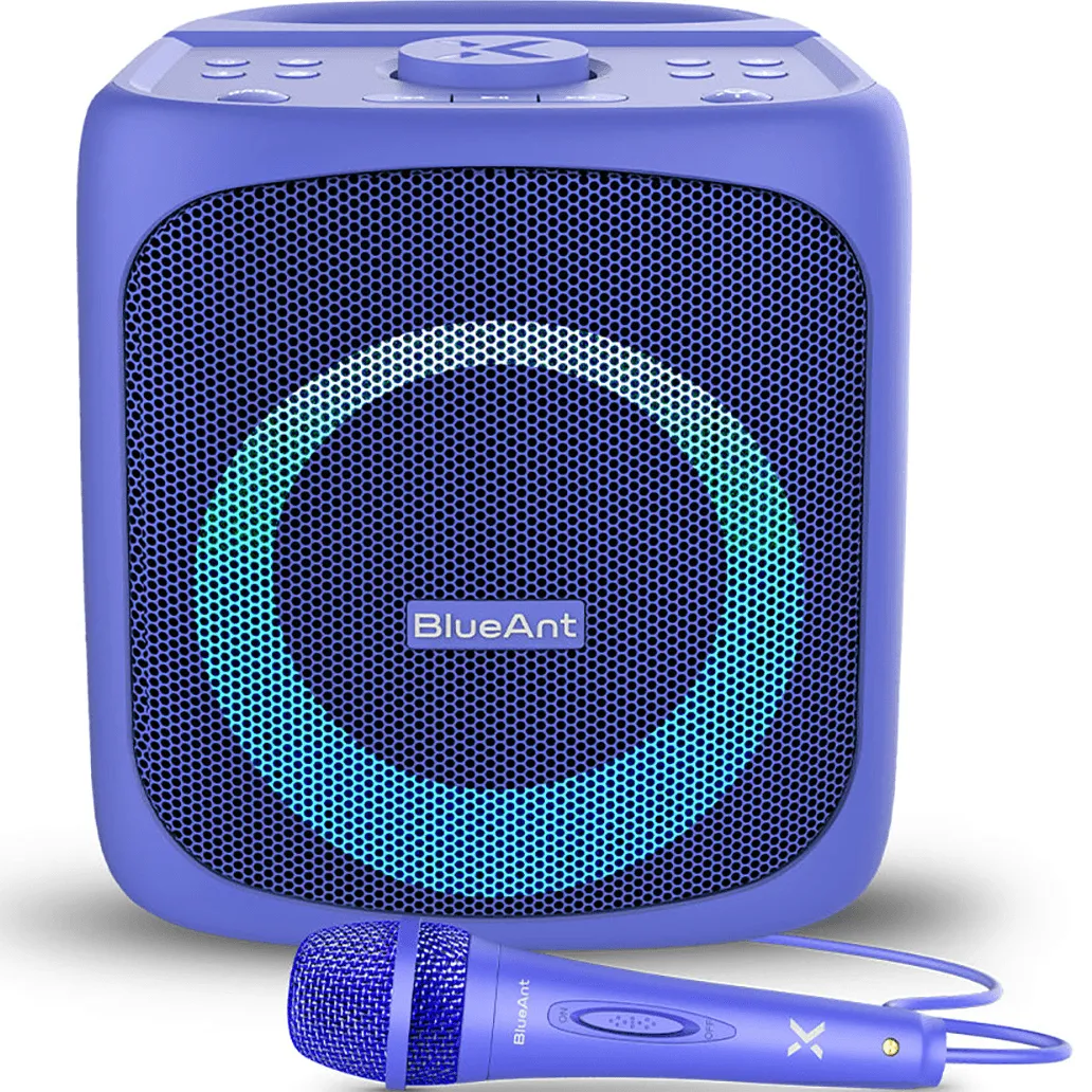 BlueAnt Portable X4 Bluetooth Party Speaker Light Up Microphone Purple