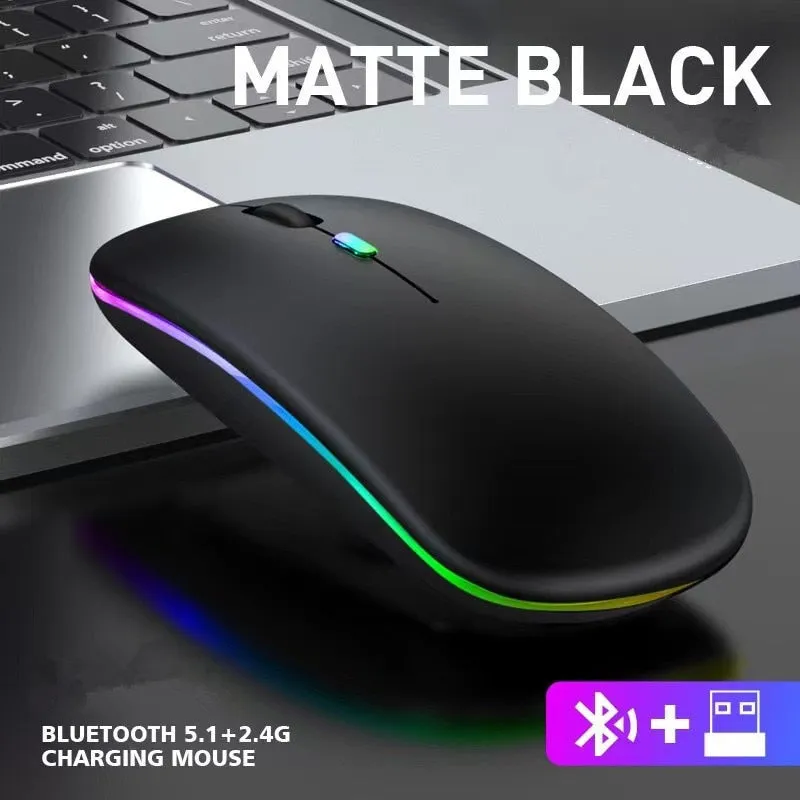 Bluetooth Wireless Mouse Charging Luminous 2.4G USB