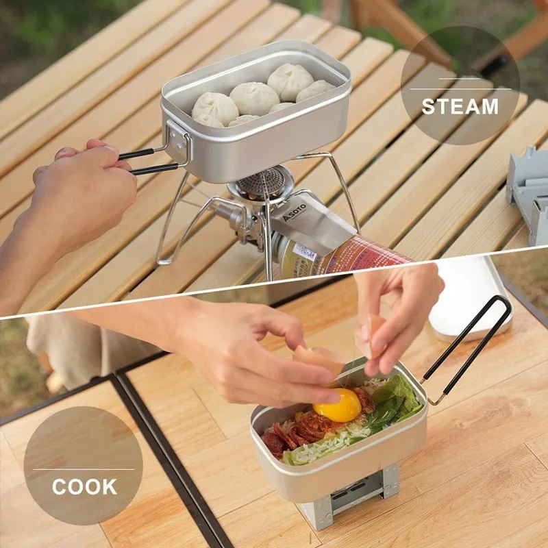 Bote à déjeuner de camping avec poignée pliante, ustensiles de cuisine de voyage Into - Outdoor