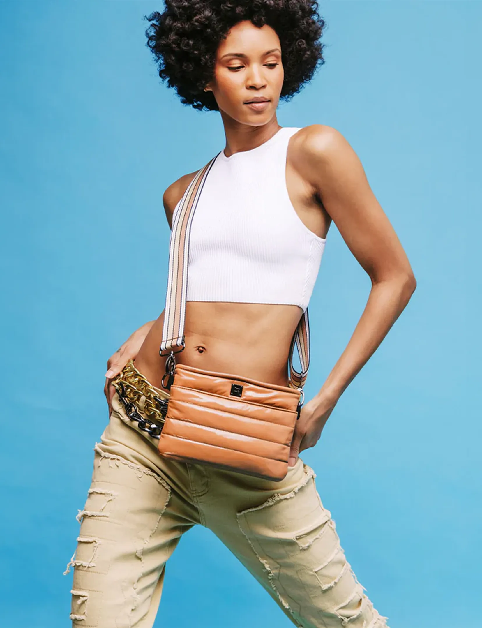 Bum Bag Crossbody, Dark Nude Patent