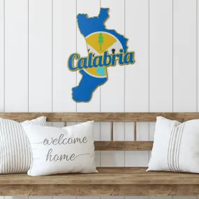 Calabria Map - Colored Metal Art