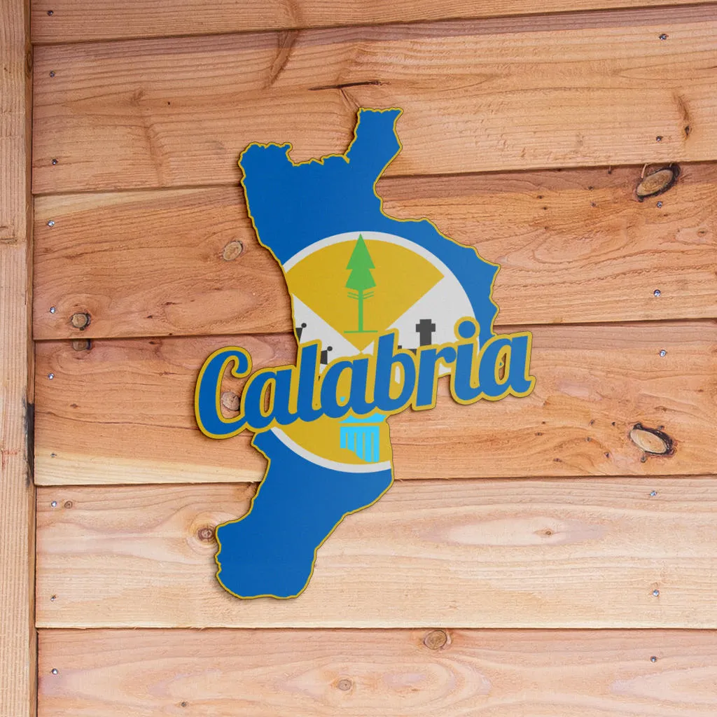 Calabria Map - Colored Metal Art