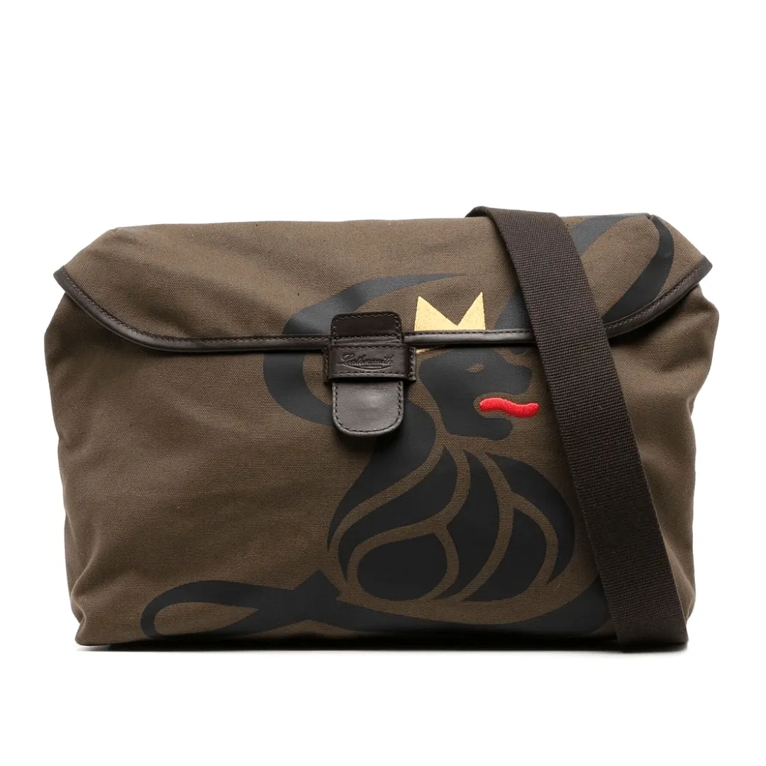 Canvas Lion Messenger Bag - Khaki