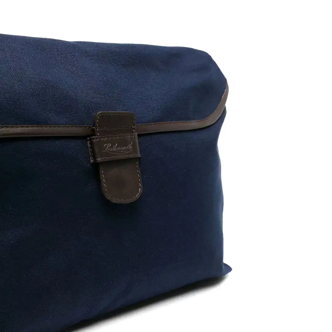 Canvas Plain Messenger Bag - Navy