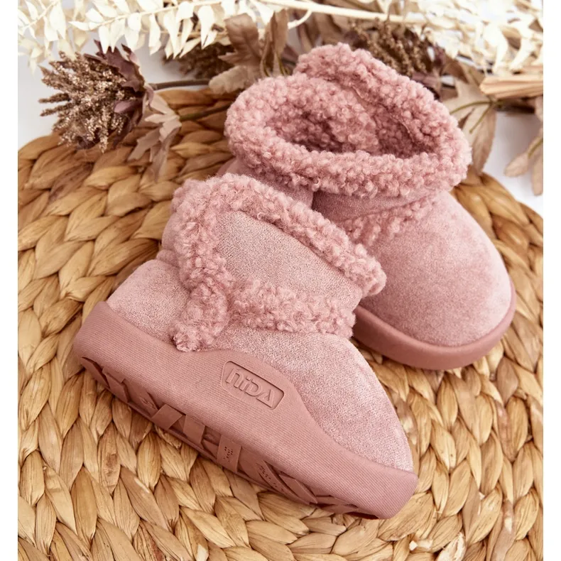 Children's Velcro Snow Boots Pink Unitia