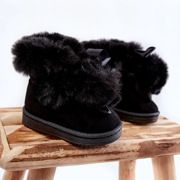 Children's Youth Warm Snow Boots Black Roofy